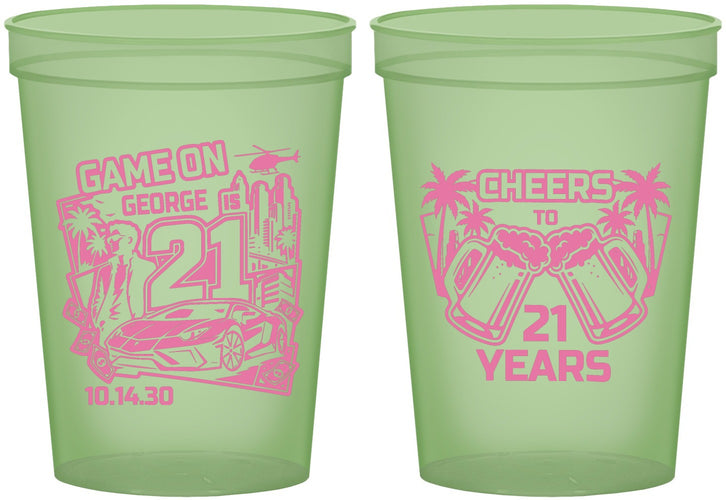 Custom 21st Birthday 16 oz Glow In The Dark Cups - Video Game | 340024