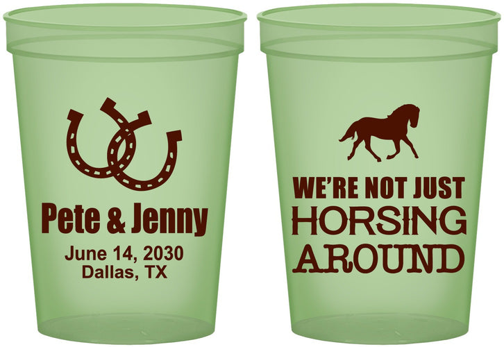 Custom Wedding 16 oz Glow In The Dark Cups - Horseshoe | 341