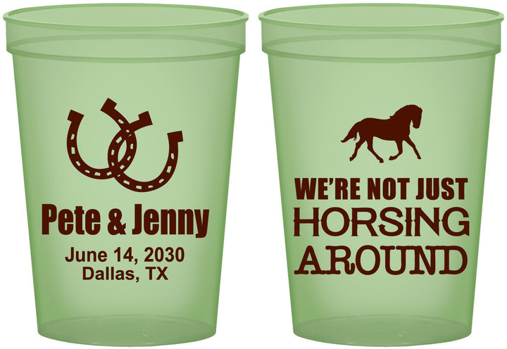 Custom Wedding 16 oz Glow In The Dark Cups - Horseshoe | 341