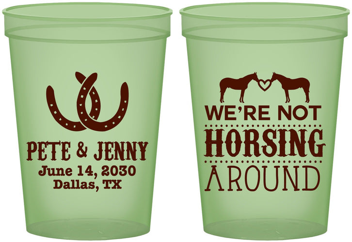 Custom Wedding 16 oz Glow In The Dark Cups - Horseshoe | 342