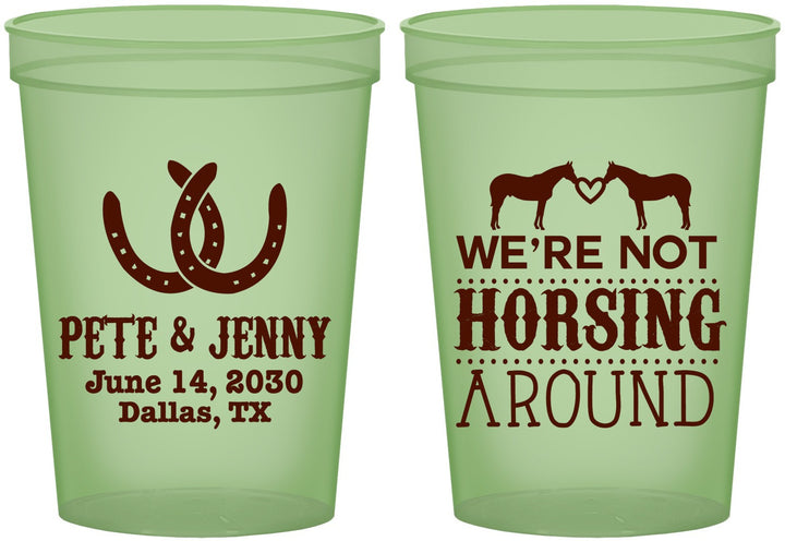 Custom Wedding 16 oz Glow In The Dark Cups - Horseshoe | 342