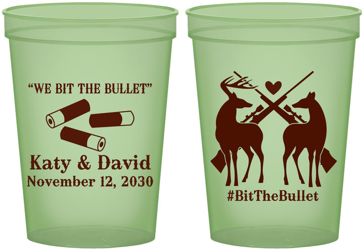 Custom Wedding 16 oz Glow In The Dark Cups - We Bit The Bullet | 343