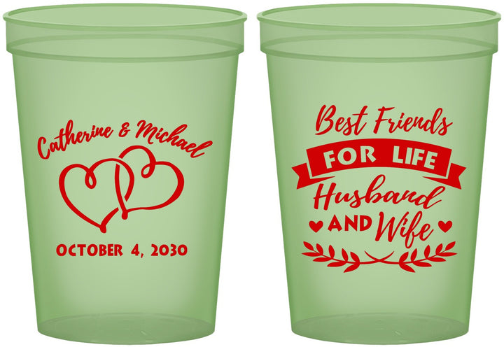 Custom Wedding 16 oz Glow In The Dark Cups - Best Friends For Life | 349