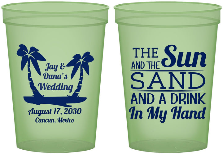 Custom Wedding 16 oz Glow In The Dark Cups - Beach | 350
