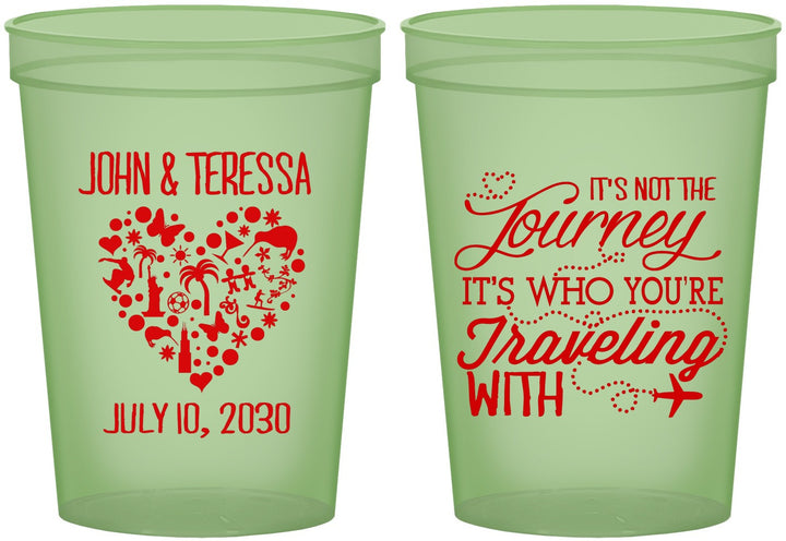 Custom Wedding 16 oz Glow In The Dark Cups - Journey Traveling With | 354