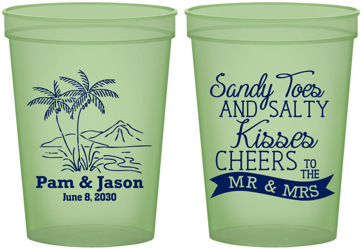 Custom Wedding 16 oz Glow In The Dark Cups - Beach | 358