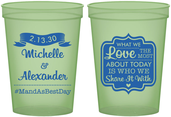 Custom Wedding 16 oz Glow In The Dark Cups - Love Story | 359
