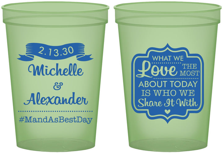 Custom Wedding 16 oz Glow In The Dark Cups - Love Story | 359