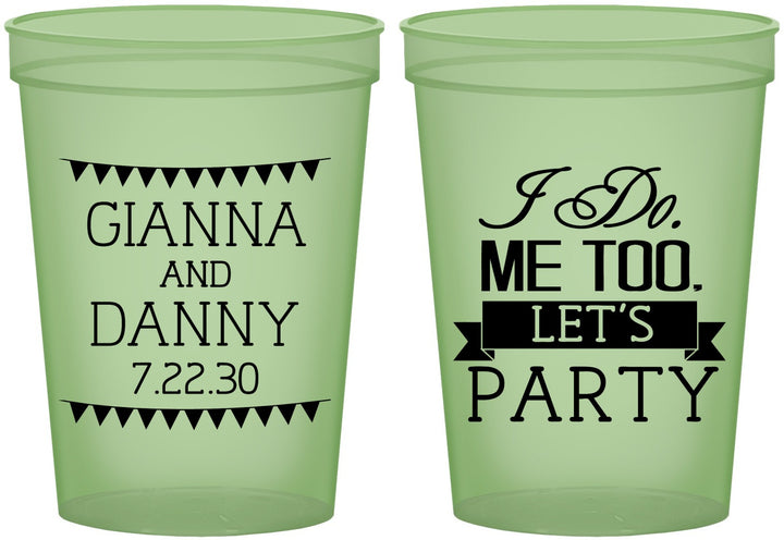 Custom Wedding 16 oz Glow In The Dark Cups - I Do Me Too | 363
