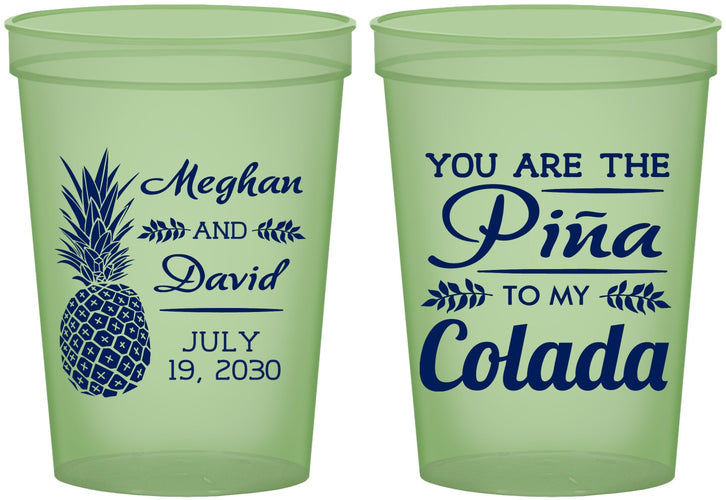 Custom Wedding 16 oz Glow In The Dark Cups - Pina Colada | 364