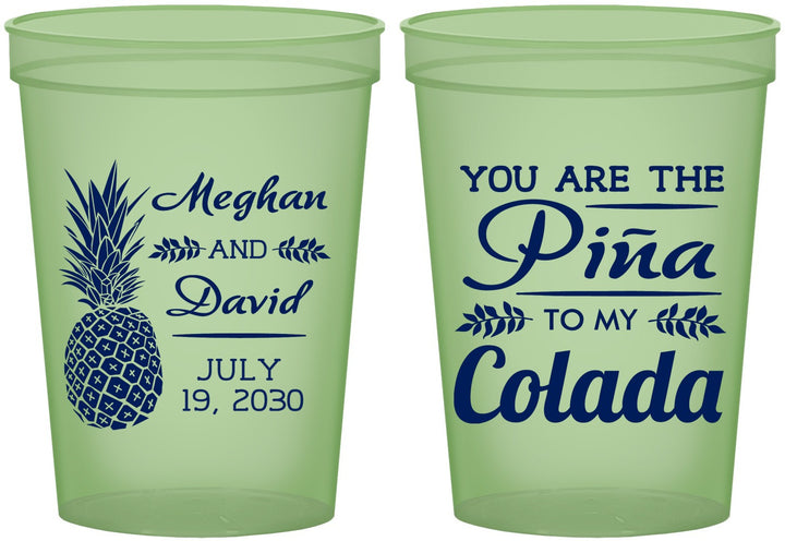 Custom Wedding 16 oz Glow In The Dark Cups - Pina Colada | 364
