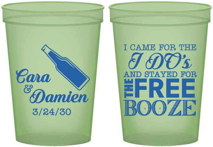 Custom Wedding 16 oz Glow In The Dark Cups - I Do Free Booze | 371