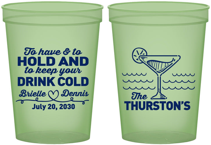 Custom Wedding 16 oz Glow In The Dark Cups - To Have And To Hold | 375