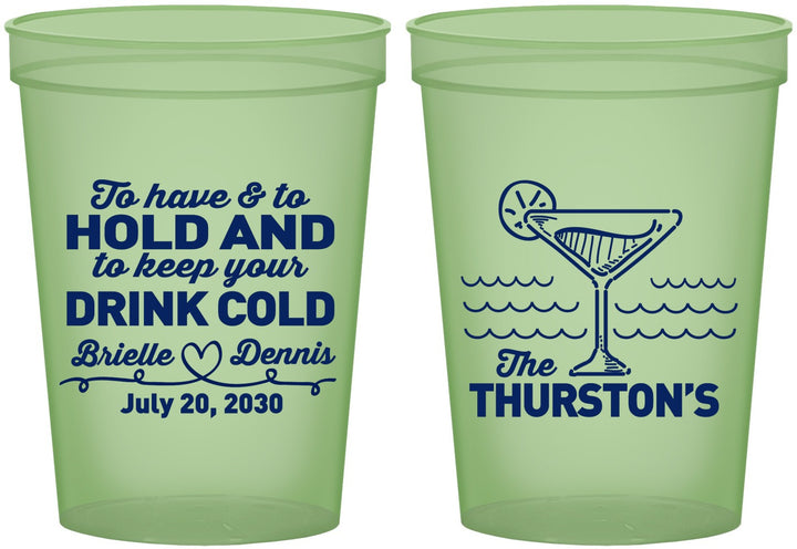 Custom Wedding 16 oz Glow In The Dark Cups - To Have And To Hold | 375