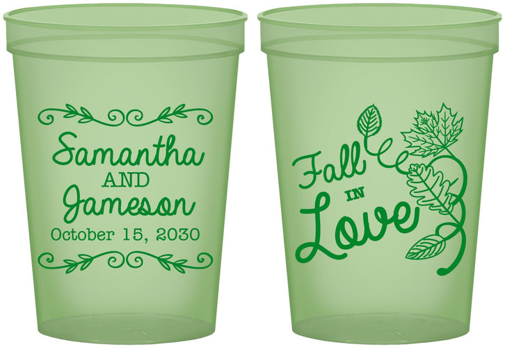 Custom Wedding 16 oz Glow In The Dark Cups - Fall In Love | 377