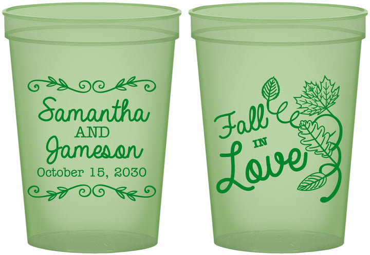 Custom Wedding 16 oz Glow In The Dark Cups - Fall In Love | 377