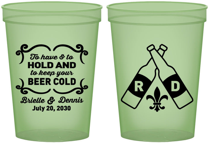 Custom Wedding 16 oz Glow In The Dark Cups - Fleur De Lis | 378