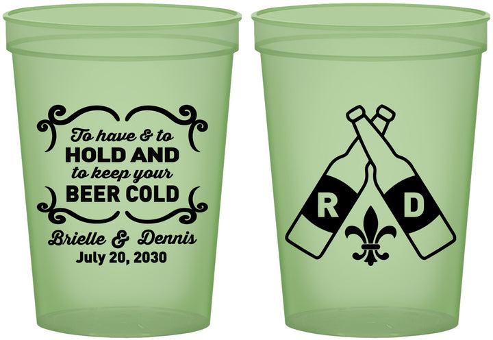 Custom Wedding 16 oz Glow In The Dark Cups - Fleur De Lis | 378