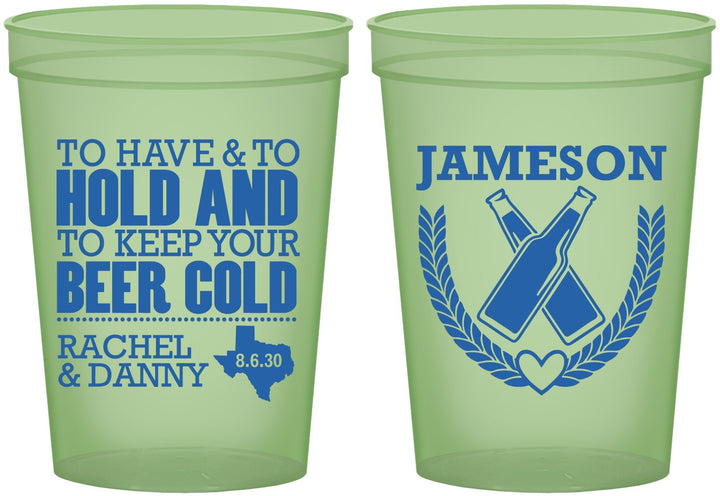 Custom Wedding 16 oz Glow In The Dark Cups - To Have And To Hold | 379
