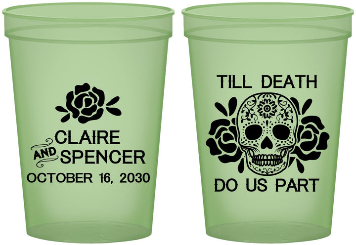 Custom Wedding 16 oz Glow In The Dark Cups - Till Death Do Us Part | 380