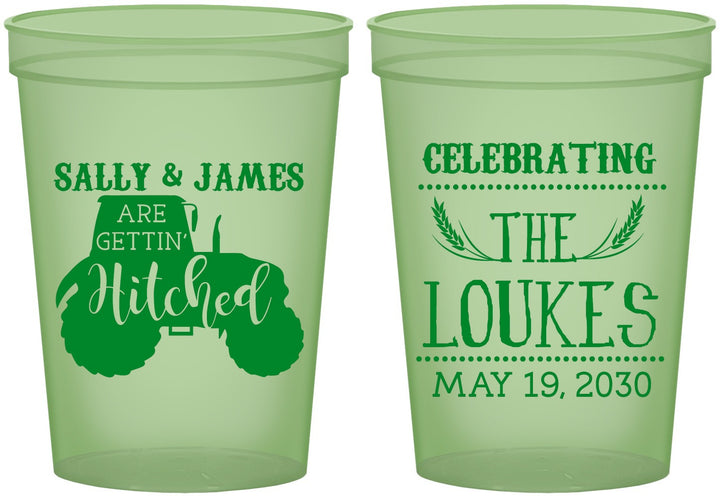 Custom Wedding 16 oz Glow In The Dark Cups - Tractor | 381