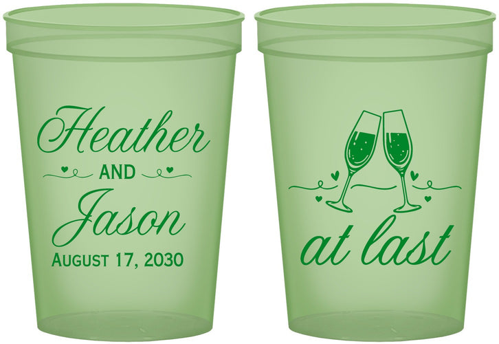 Custom Wedding 16 oz Glow In The Dark Cups - At Last | 382