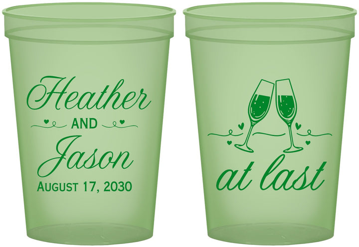 Custom Wedding 16 oz Glow In The Dark Cups - At Last | 382