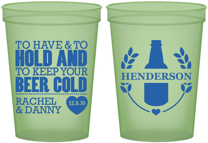 Custom Wedding 16 oz Glow In The Dark Cups - To Have And To Hold | 384