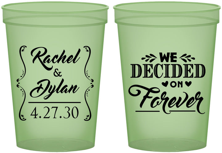Custom Wedding 16 oz Glow In The Dark Cups - We Decided On Forever | 386