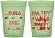 Custom Wedding 16 oz Glow In The Dark Cups - Happy Wife Happy Life | 393
