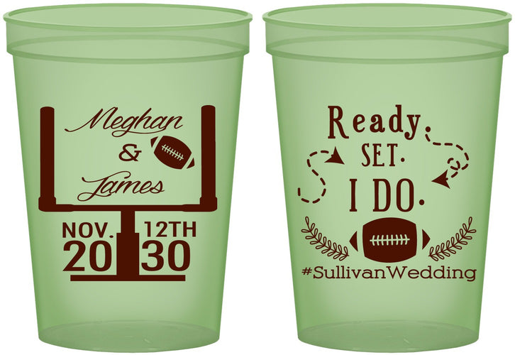Custom Wedding 16 oz Glow In The Dark Cups - Football | 394
