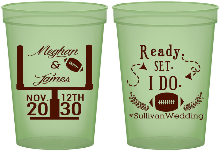 Custom Wedding 16 oz Glow In The Dark Cups - Football | 394