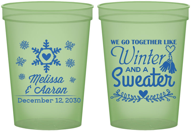 Custom Wedding 16 oz Glow In The Dark Cups - Christmas Winter | 399