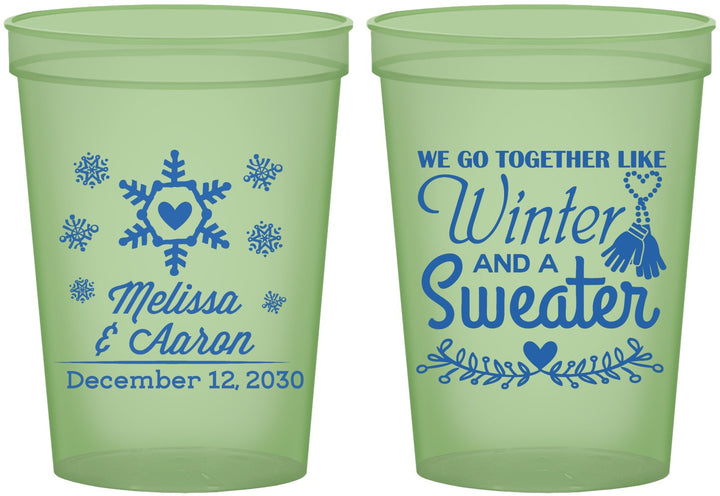 Custom Wedding 16 oz Glow In The Dark Cups - Christmas Winter | 399