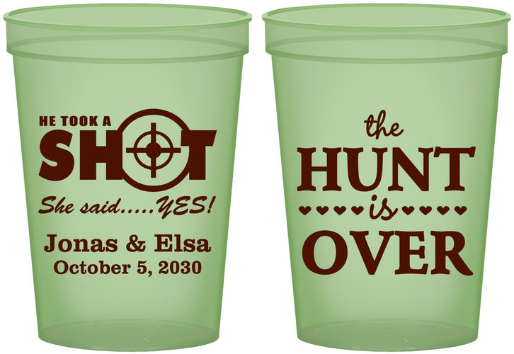 Custom Wedding 16 oz Glow In The Dark Cups - The Hunt Is Over | 400