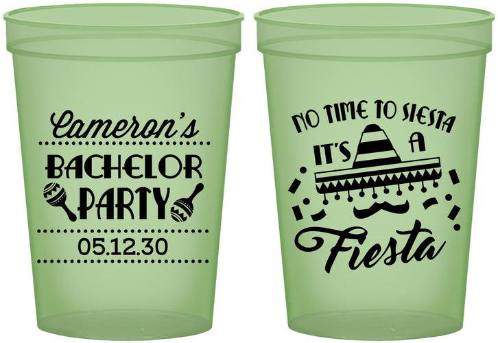 Custom Bachelor Party 16 oz Glow In The Dark Cups - Siesta Fiesta Mexican | 40000