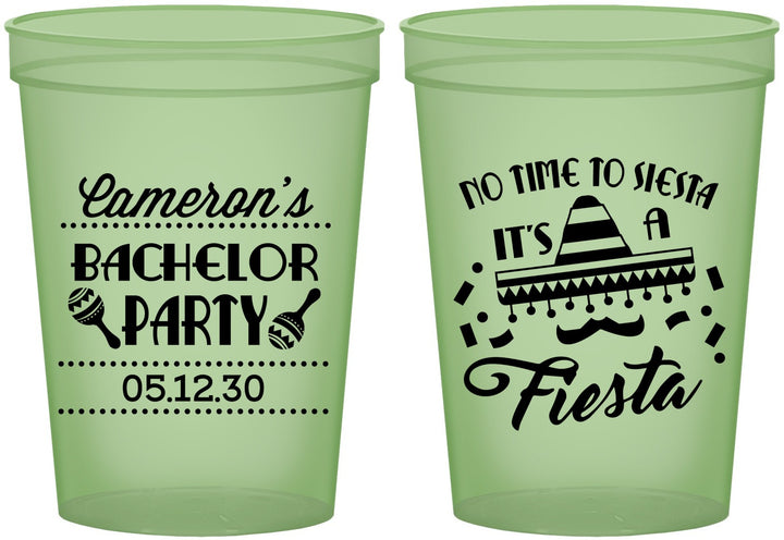 Custom Bachelor Party 16 oz Glow In The Dark Cups - Siesta Fiesta Mexican | 40000