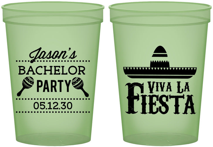 Custom Bachelor Party 16 oz Glow In The Dark Cups - Viva La Fiesta Mexican | 40001