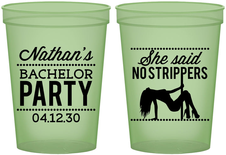 Custom Bachelor Party 16 oz Glow In The Dark Cups - Strip Club | 40008