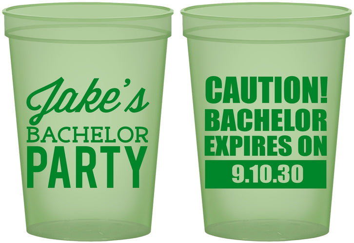 Custom Bachelor Party 16 oz Glow In The Dark Cups - Caution Expires On | 40009