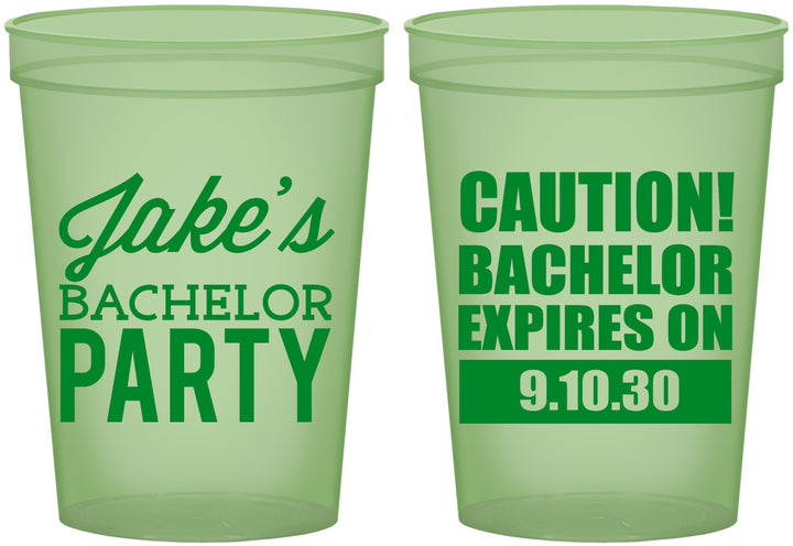 Custom Bachelor Party 16 oz Glow In The Dark Cups - Caution Expires On | 40009