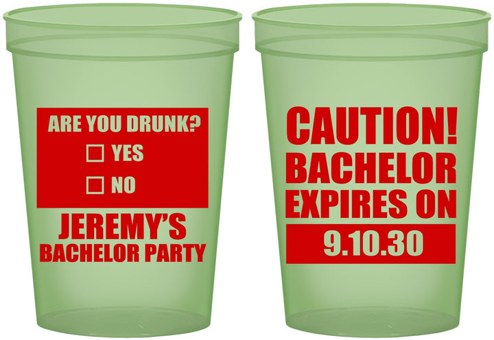 Custom Bachelor Party 16 oz Glow In The Dark Cups - Caution Expires On | 40012
