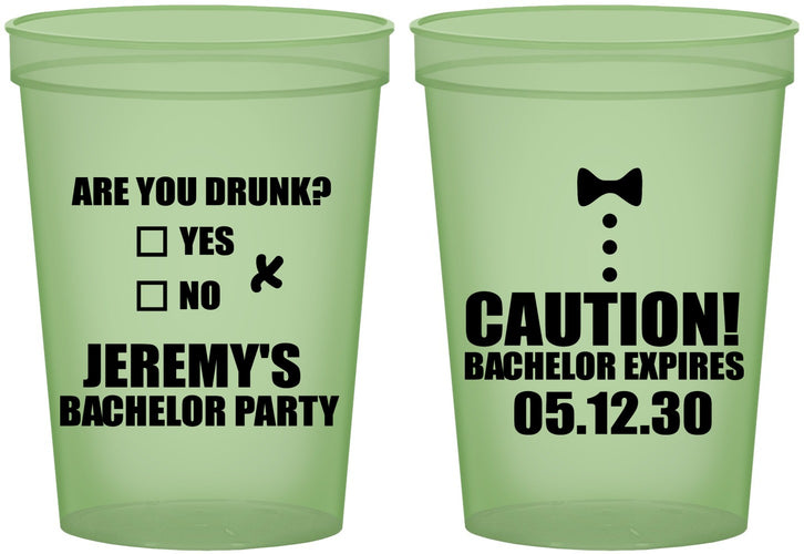 Custom Bachelor Party 16 oz Glow In The Dark Cups - Caution Expires On | 40013