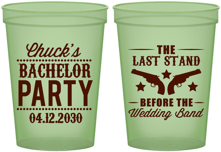 Custom Bachelor Party 16 oz Glow In The Dark Cups - Last Stand Wedding Bands | 40015