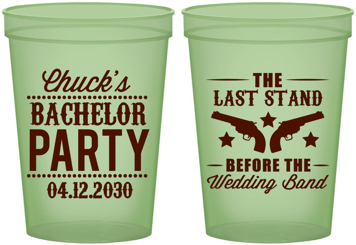 Custom Bachelor Party 16 oz Glow In The Dark Cups - Last Stand Wedding Bands | 40015