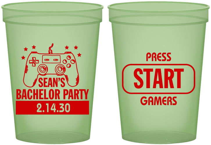 Custom Bachelor Party 16 oz Glow In The Dark Cups - Video Games | 40018