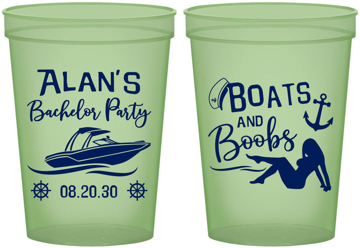 Custom Bachelor Party 16 oz Glow In The Dark Cups - Nautical Boats | 40021