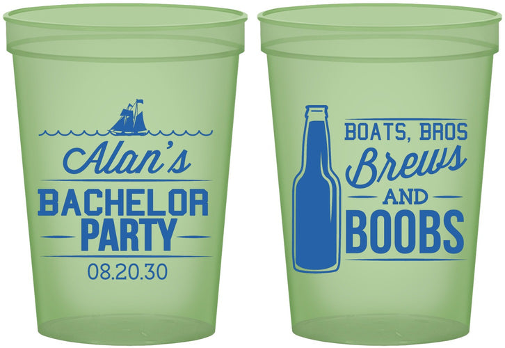 Custom Bachelor Party 16 oz Glow In The Dark Cups - Brews And Boobs | 40022