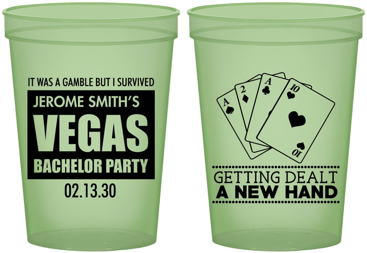 Custom Bachelor Party 16 oz Glow In The Dark Cups - Las Vegas | 40026