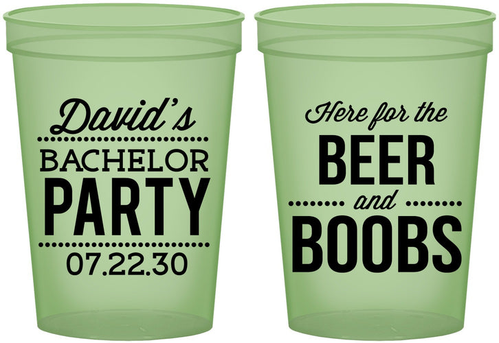 Custom Bachelor Party 16 oz Glow In The Dark Cups - Beer And Boobs | 40027
